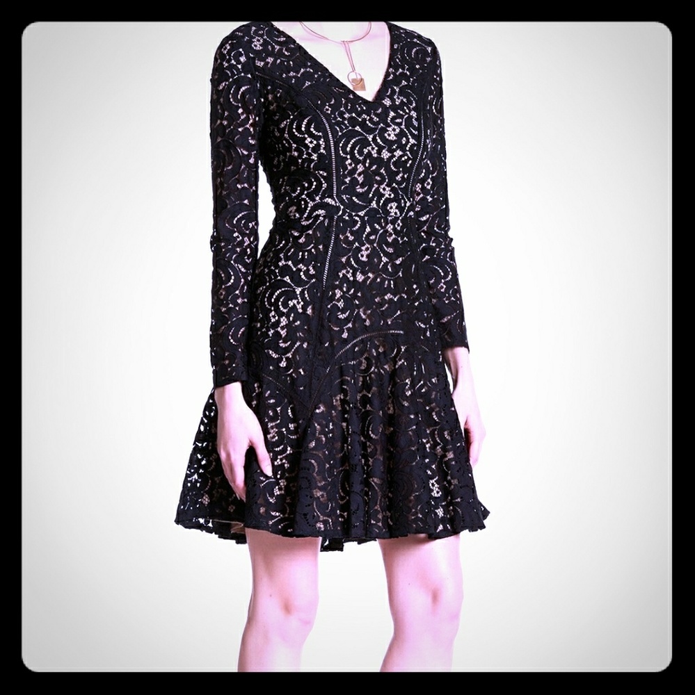 Cynthia Steffe Lace V Neck Dress